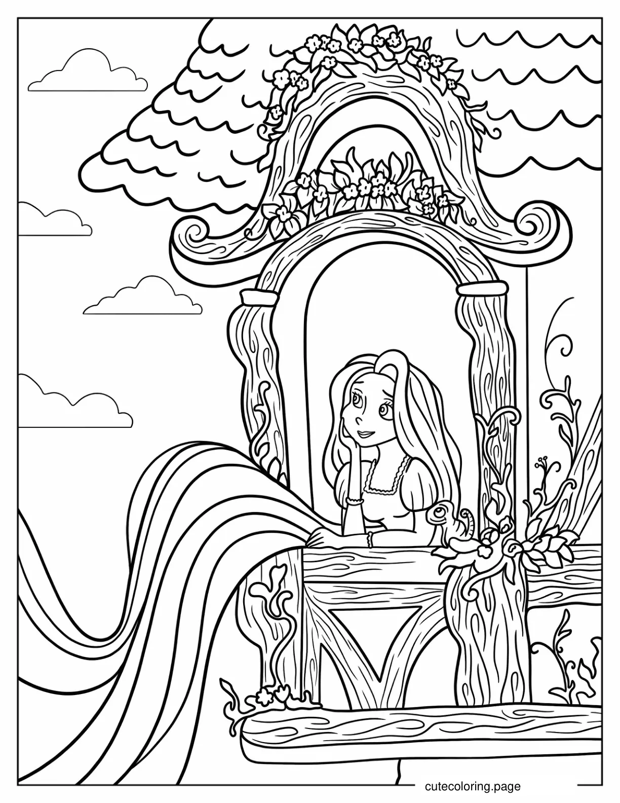 Tangled Rapunzel Coloring Page For Kids coloring page