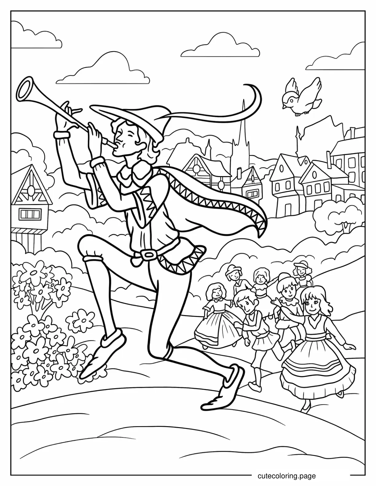 The Pied Piper Coloring Page For Kids coloring page