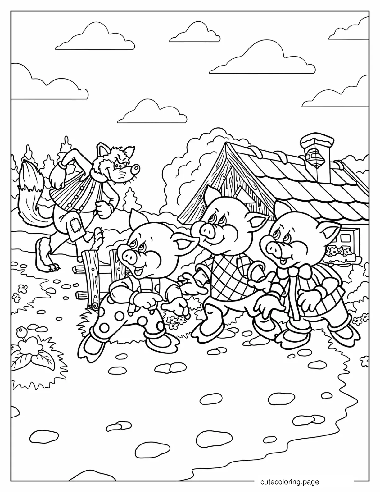 The Three Little Pigs Coloring Sheet coloring page