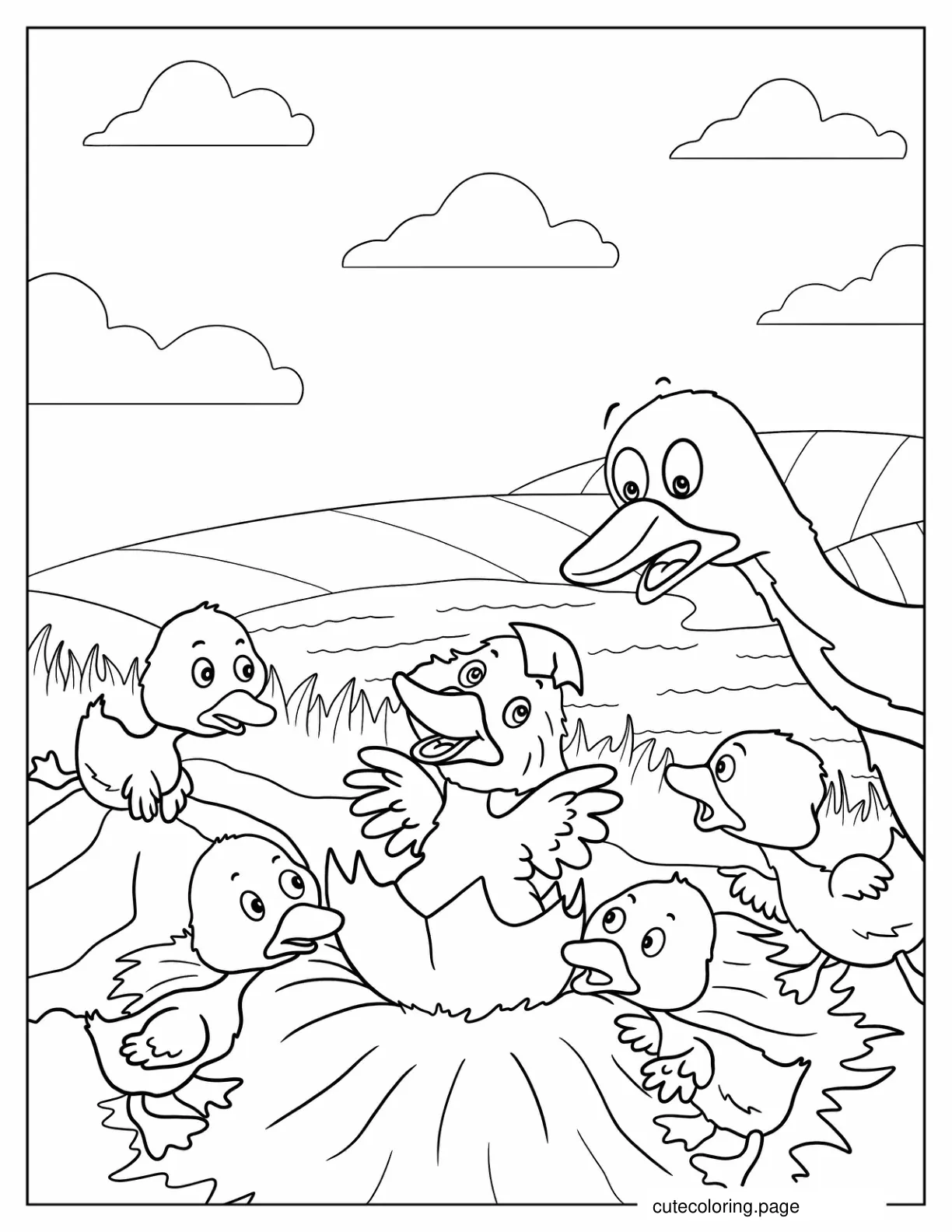 The Ugly Duckling Coloring In For Preschoolers coloring page