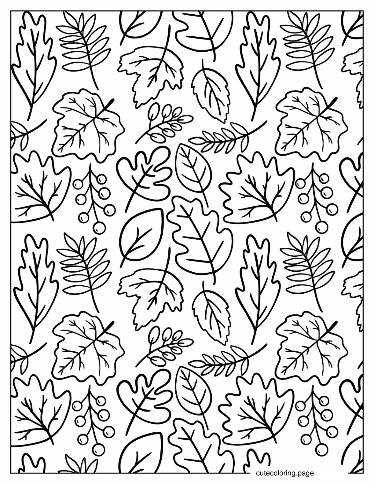 Assorted Fall Leaves coloring page