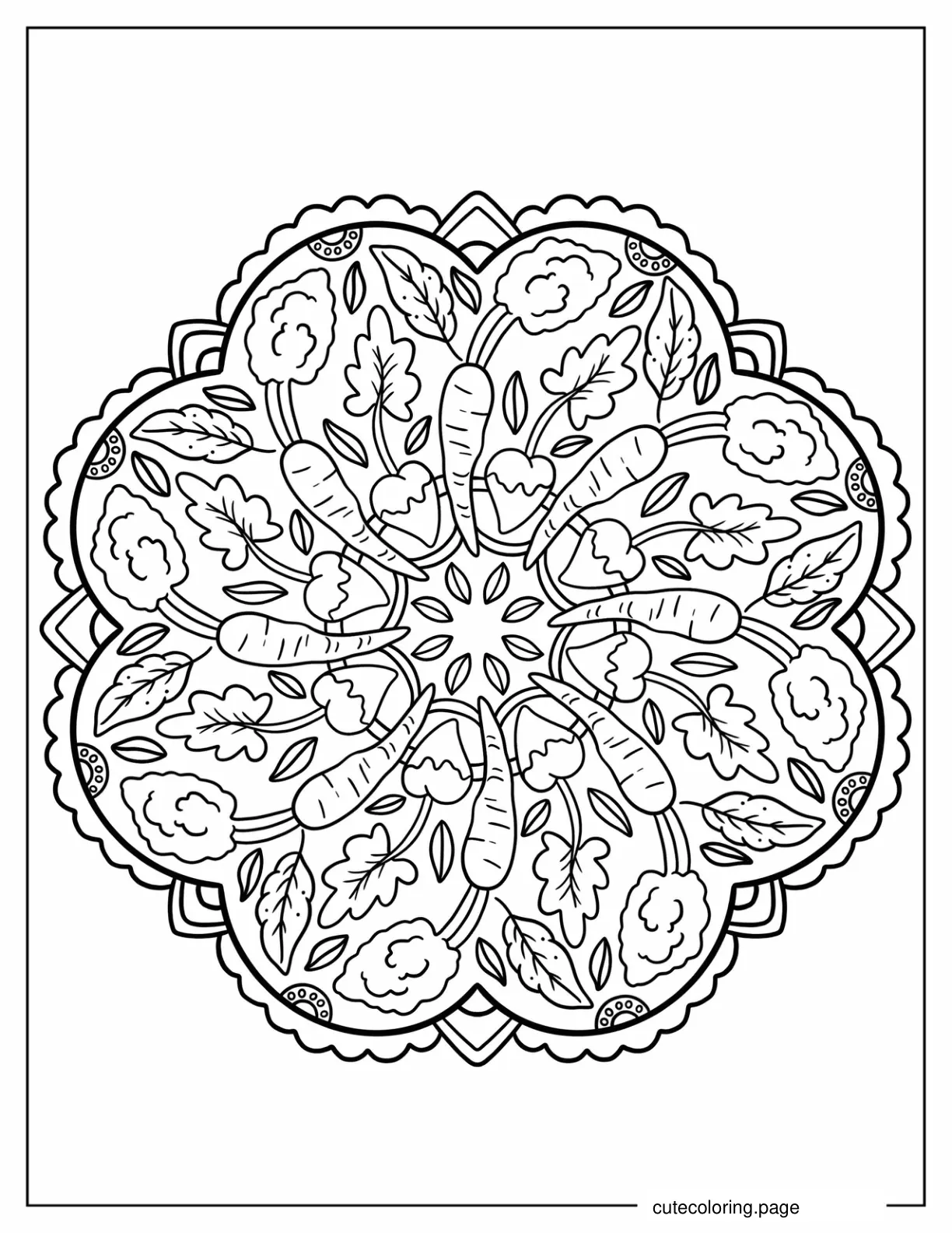 Autumn Vegetable Harvest Mandala Coloring In coloring page