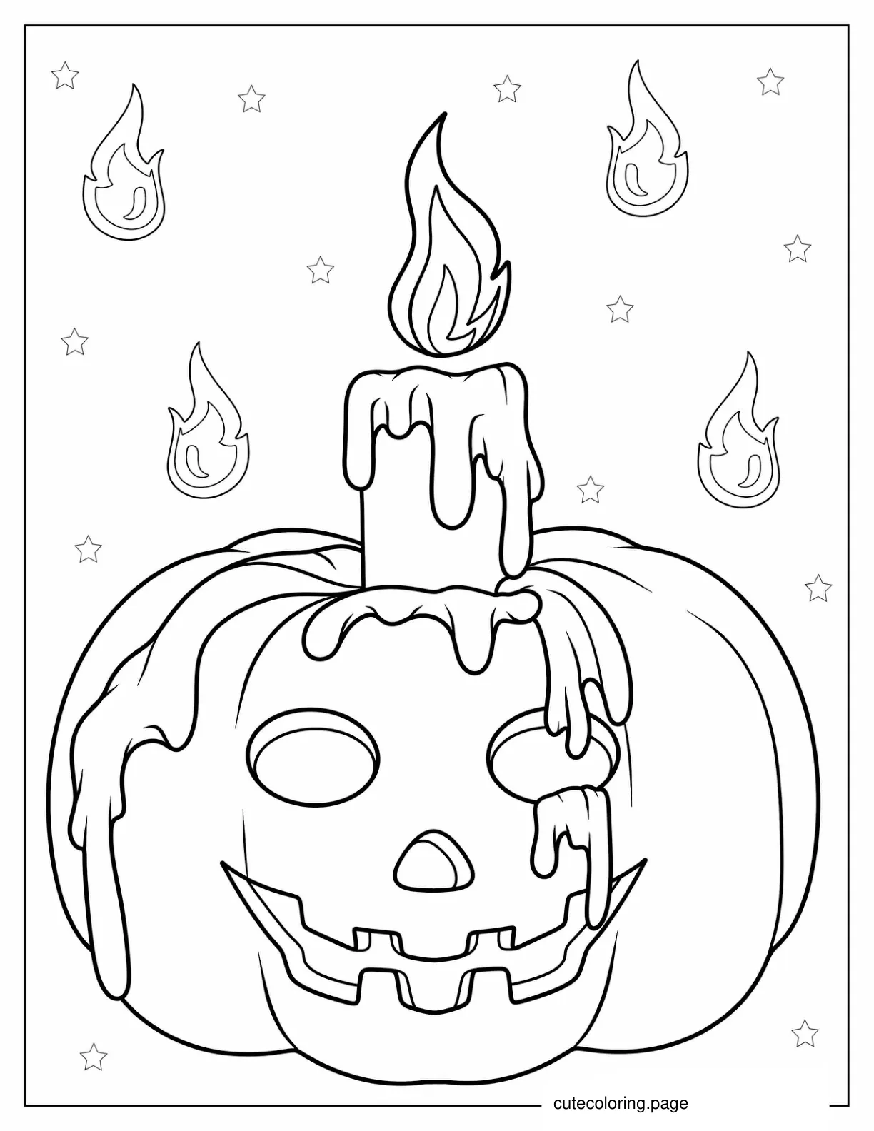 Candle Burning On Jack O Lantern Halloween Coloring Sheet coloring page