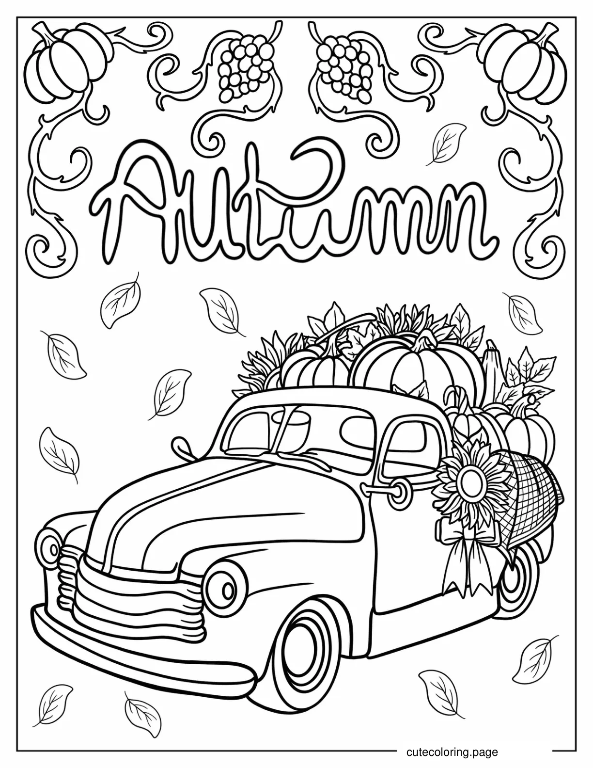 Car Full Of Pumpkin Harvest Coloring Page coloring page