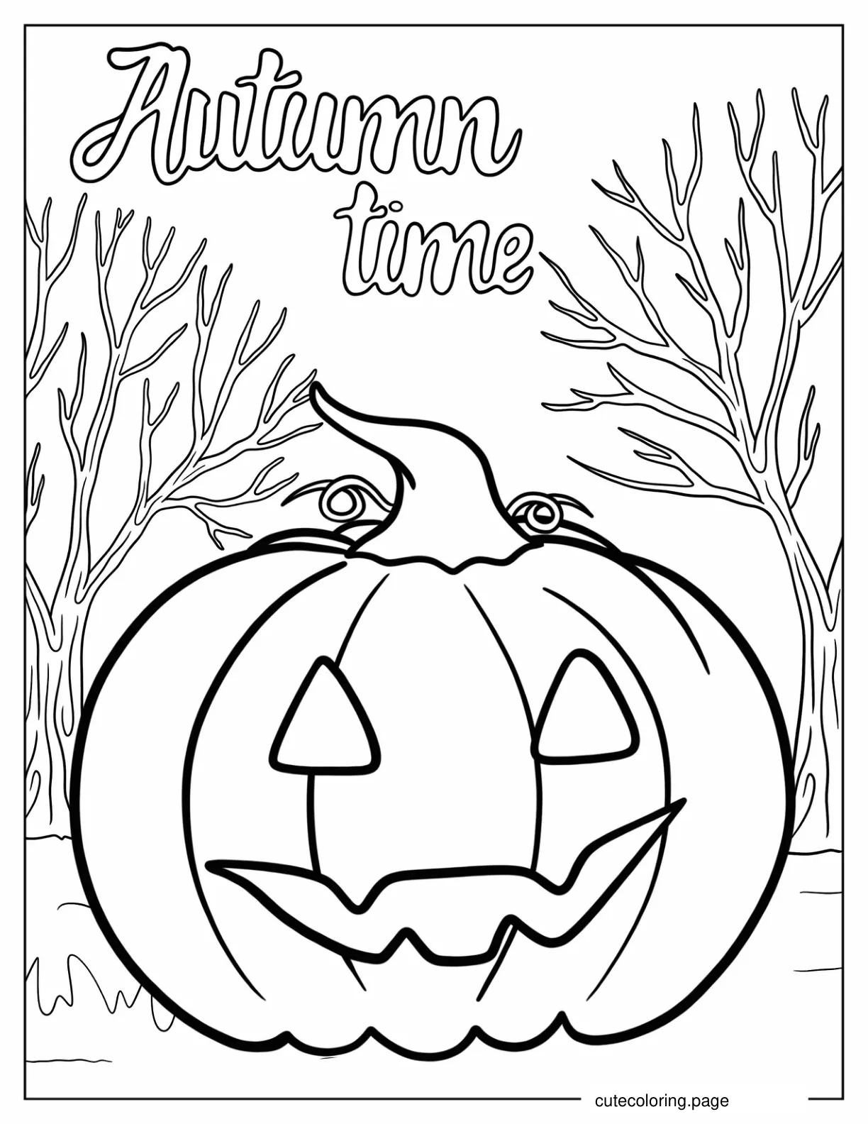 Coloring Page Of Autumn Time Jack O Lantern coloring page