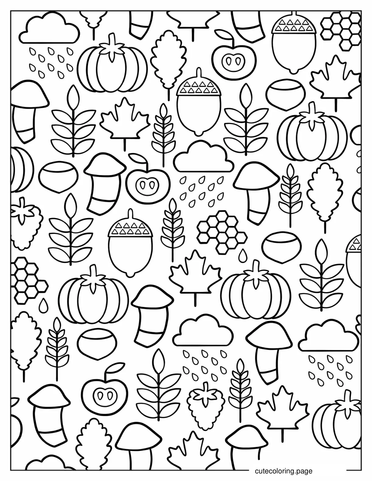 Coloring Sheet Of Fall Elements For Kids coloring page