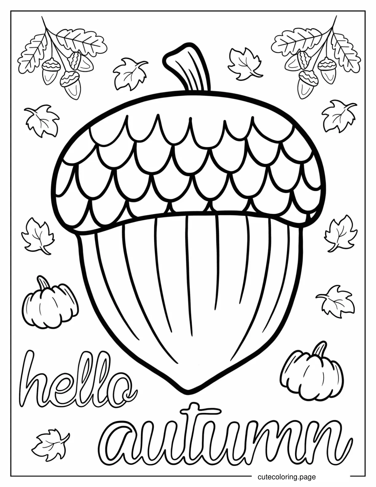 Easy Acorn Coloring Page For Kids coloring page