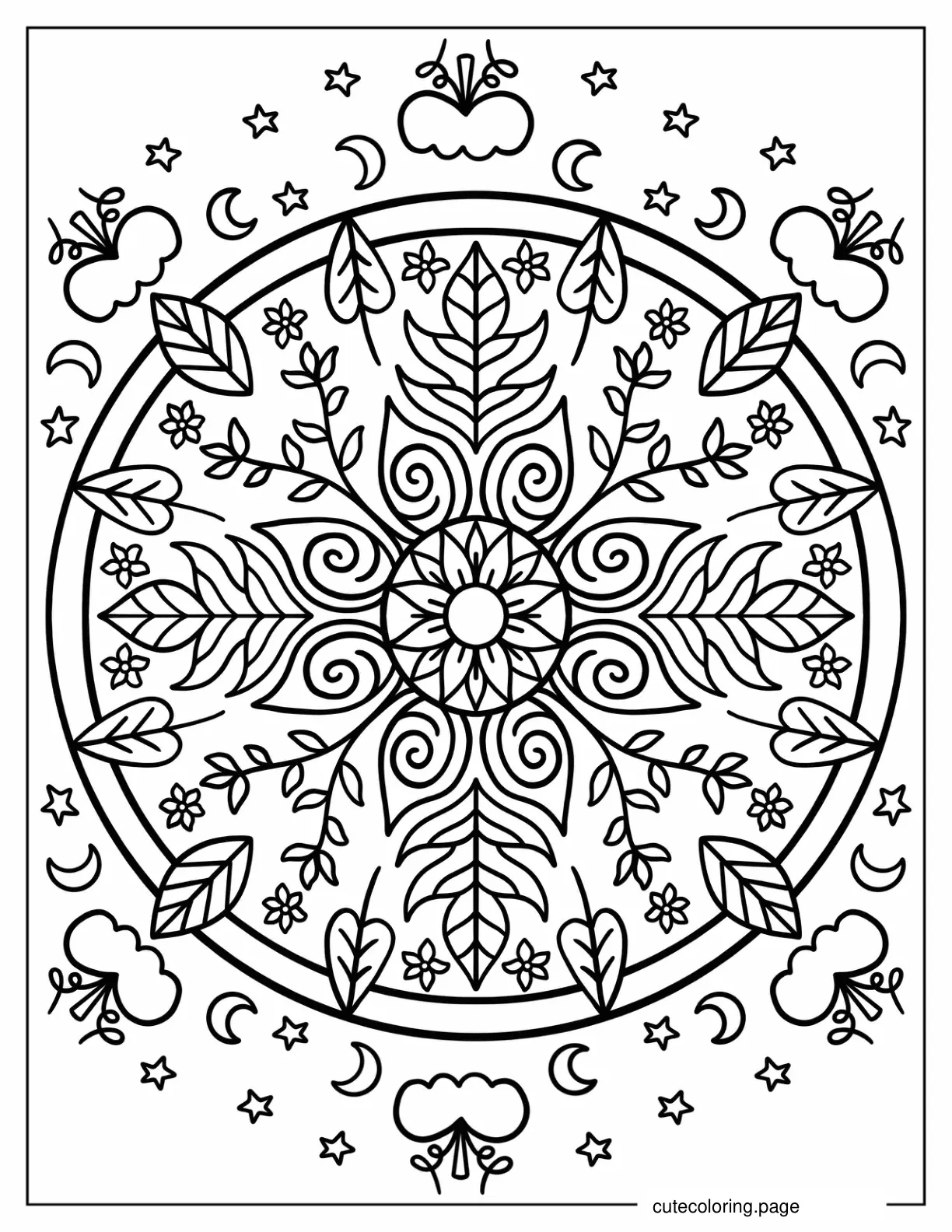 Fall Mandala Coloring Page For Kids coloring page