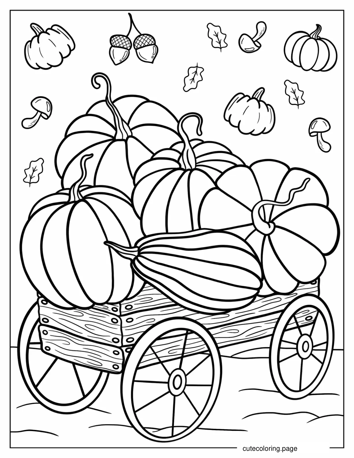 Large Pumpkins In Wagon Coloring In For Kids coloring page