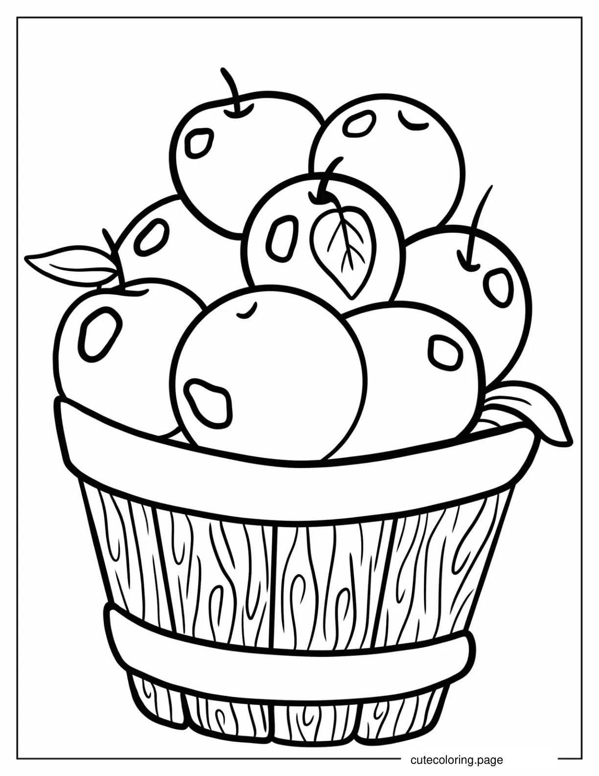 Outline Of Apples In Basket Coloring Page For Preschoolers coloring page