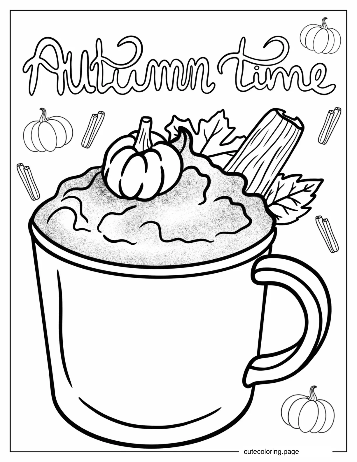 Realistic Coloring Page Of Pumpkin Spice Latte coloring page