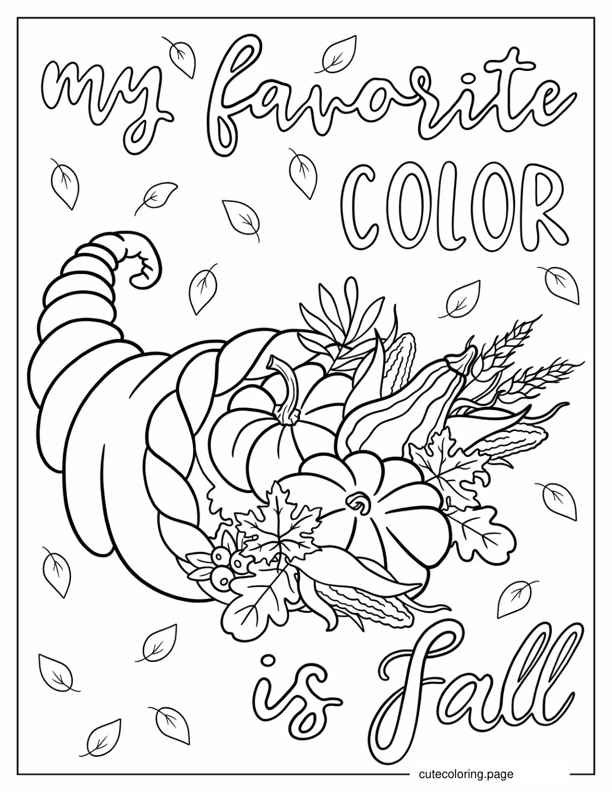 Realistic Pumpkins And Autumn Leaves coloring page