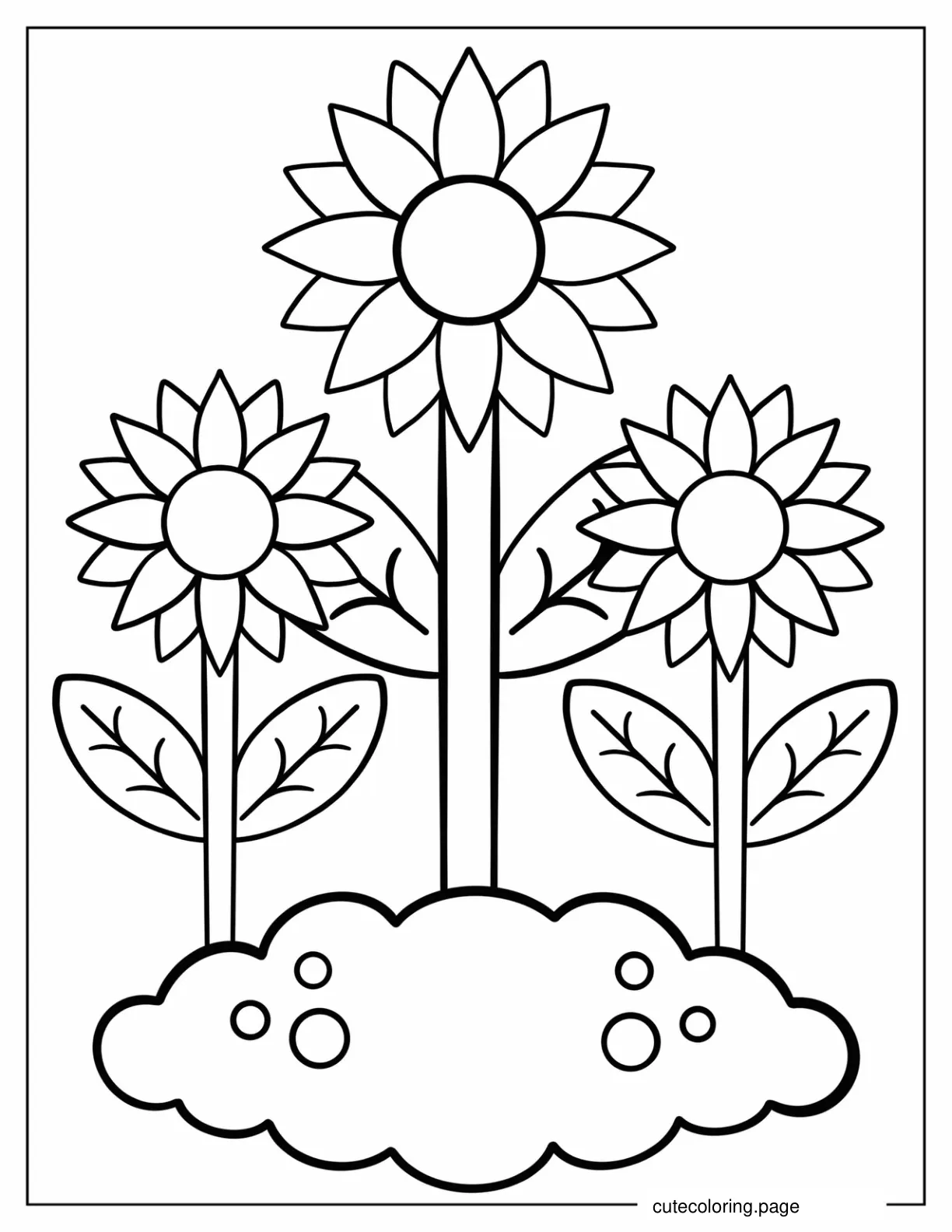 Simple Autumn Beauty Sunflowers Coloring In For Preschoolers coloring page