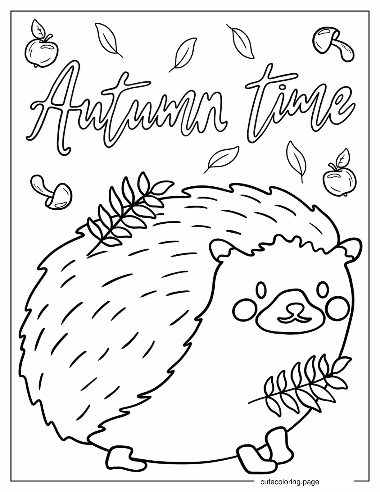 Simple Hedgehog In Autumn Coloring Page For Preschoolers coloring page