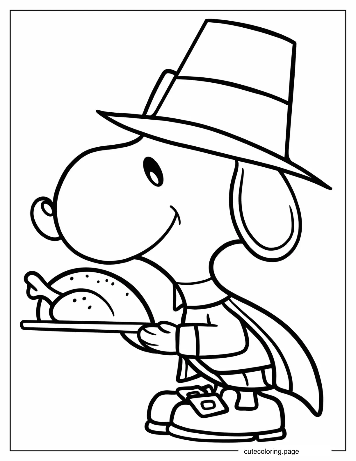 Snoopy With Thanksgiving Turkey Coloring Page coloring page