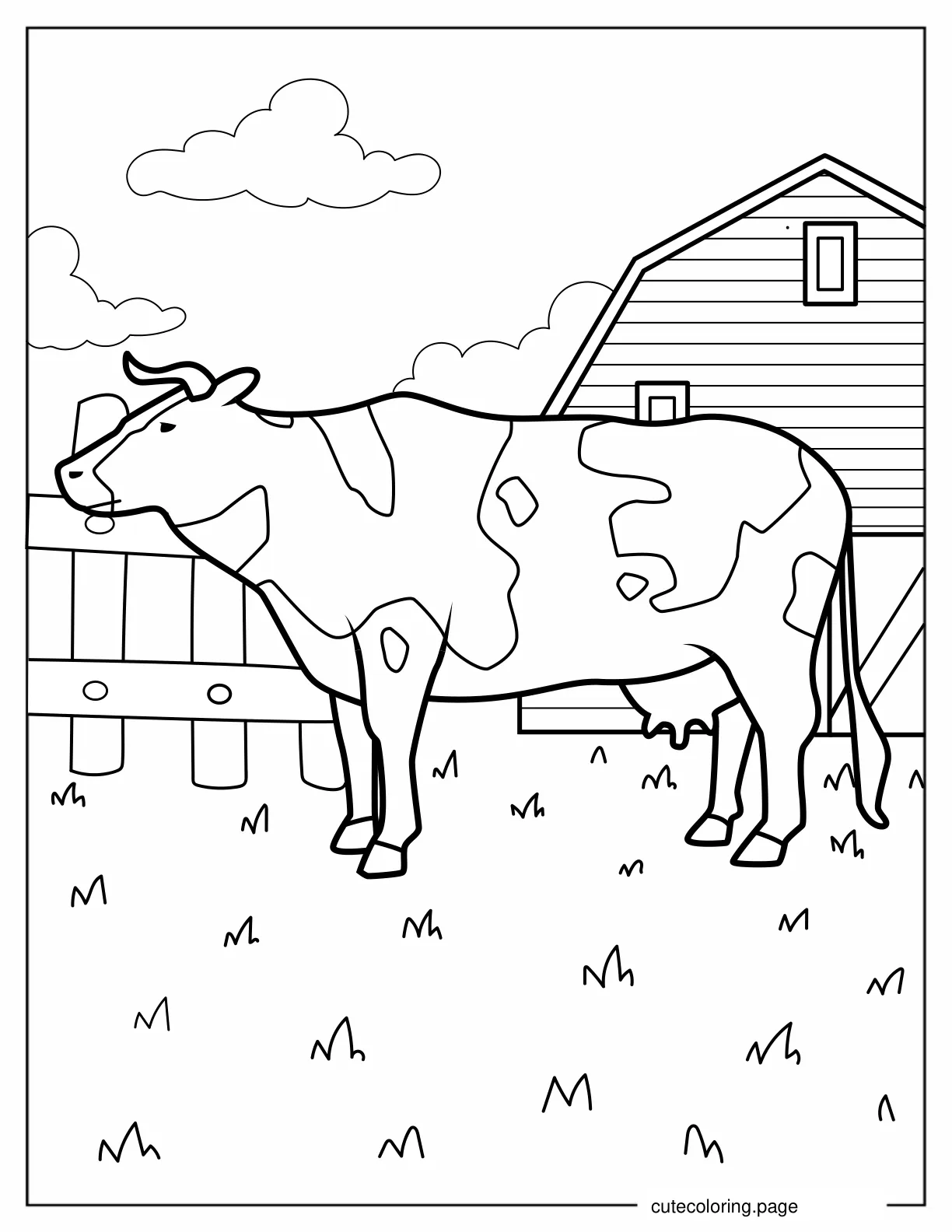 Coloring Sheet Of Cow On a Farm coloring page