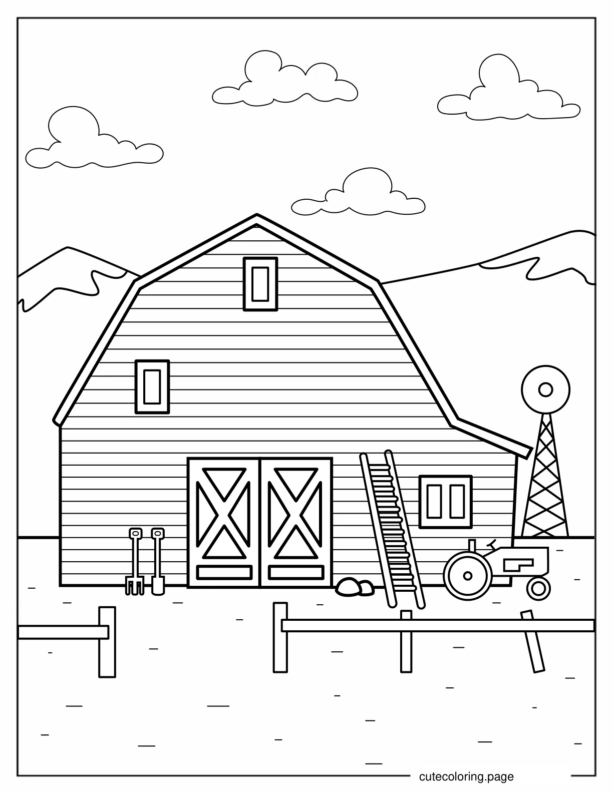 Farm Barn To Color coloring page