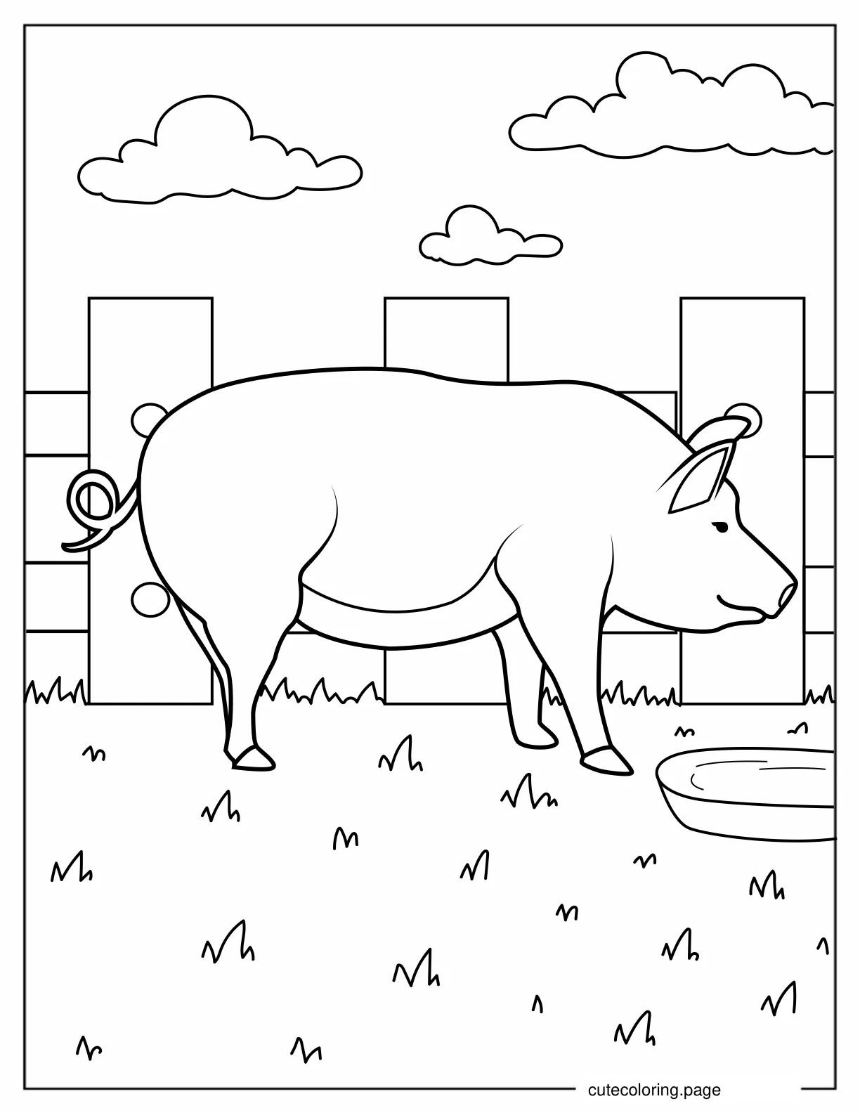 Farm Bred Pig To Color coloring page