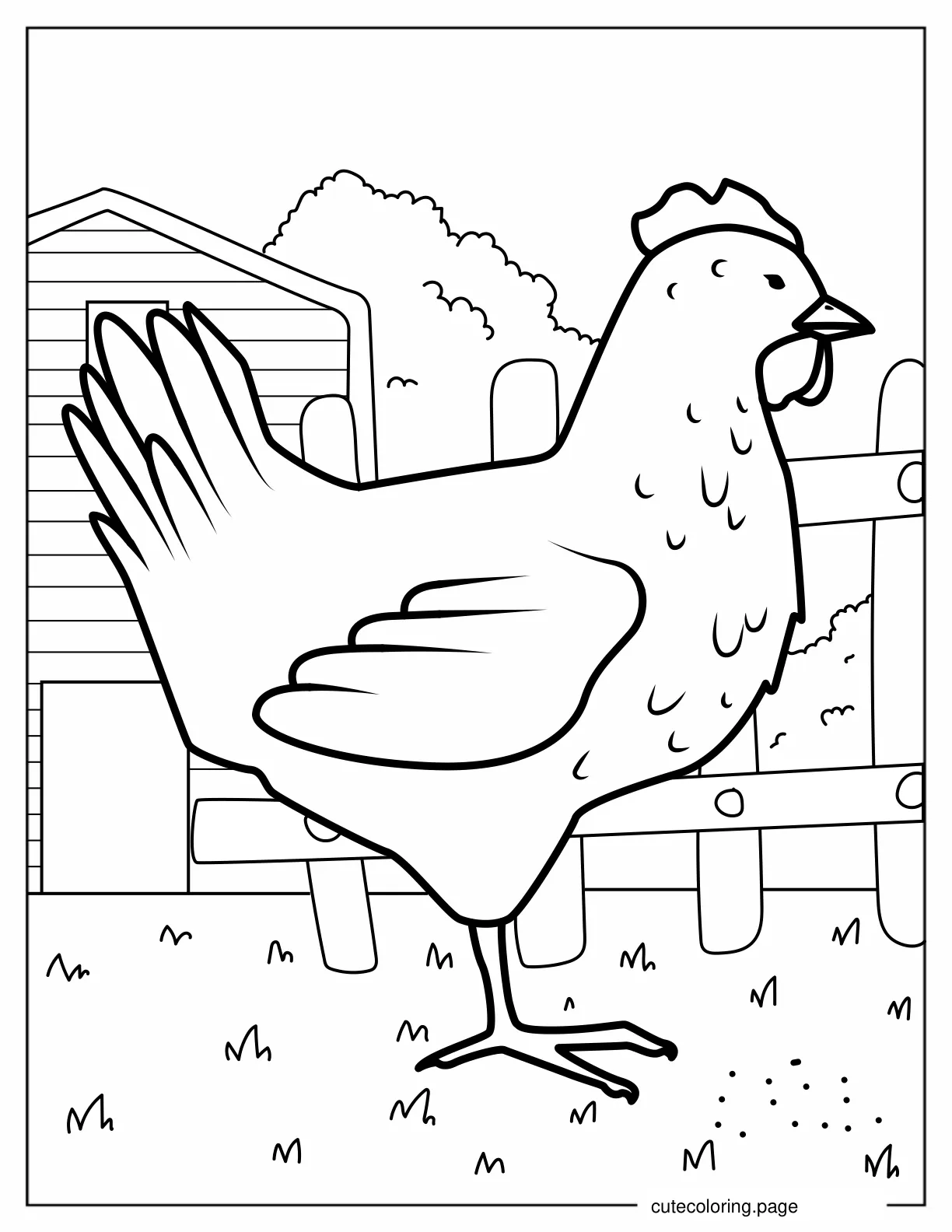 Farm Chicken To Color coloring page