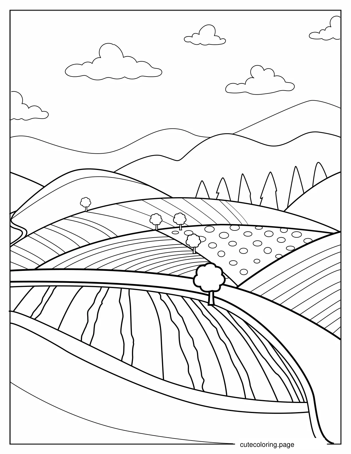 Farm Fields To Color coloring page