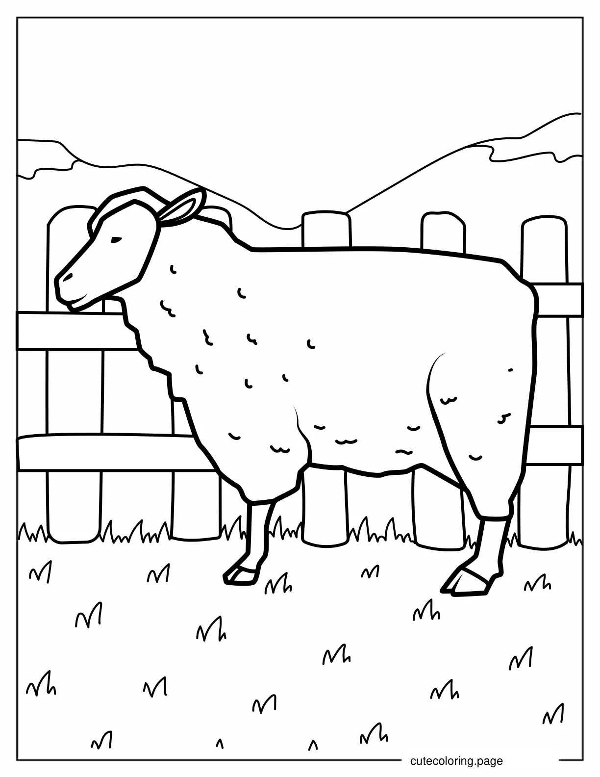 Sheep Walking Around Field On Farm coloring page