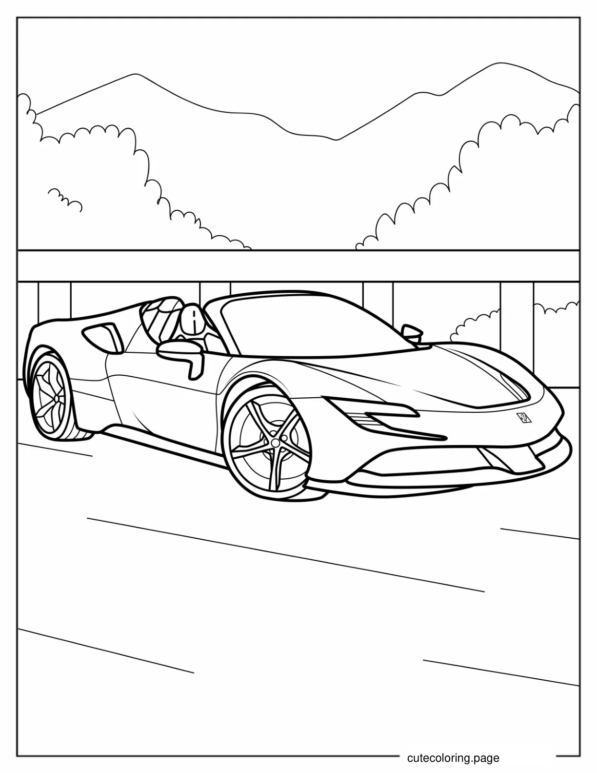 Convertible Ferrari SF90 Spider coloring page