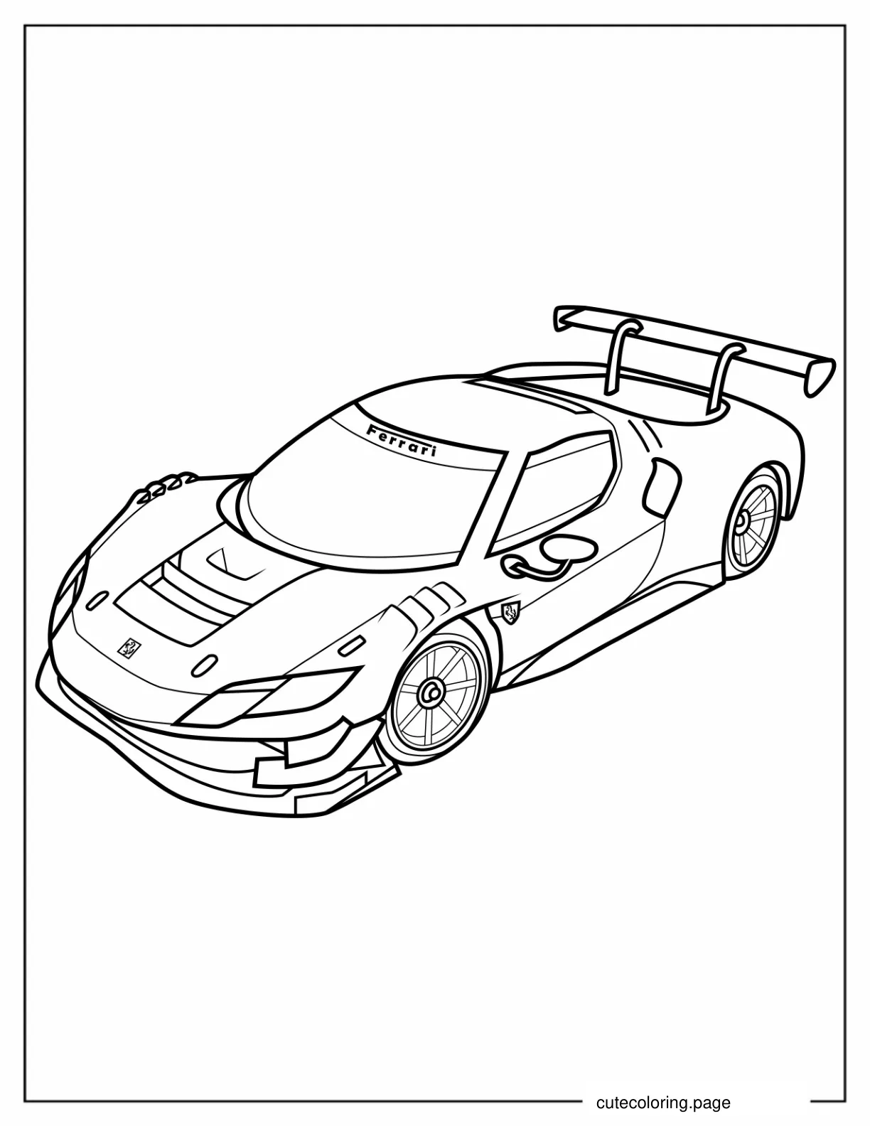 Detailed Ferrari 296 GT3 Coloring Sheet coloring page