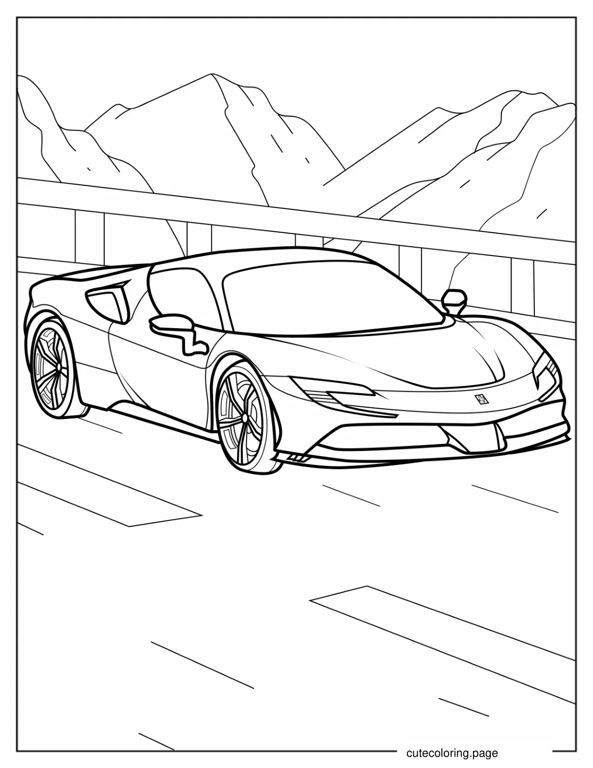 Ferrari 296 GTB Coloring Page coloring page