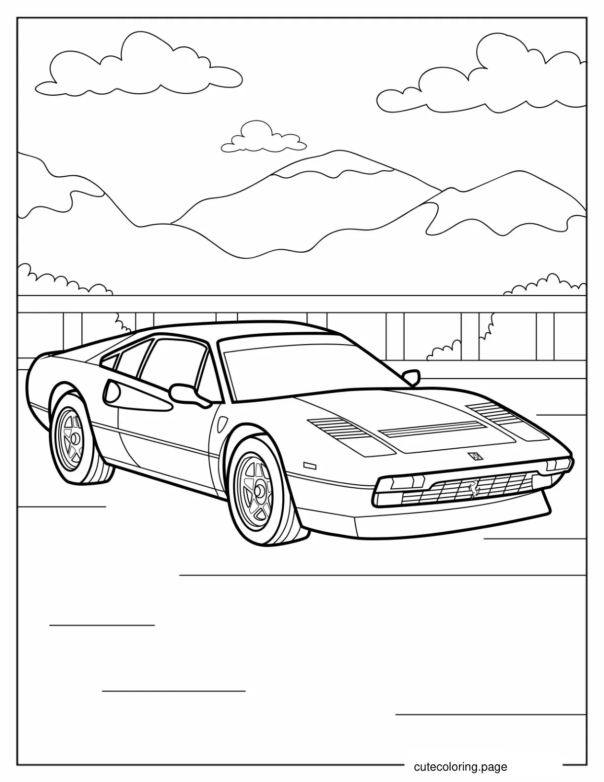 Retro Ferrari Coloring Page For Kids coloring page