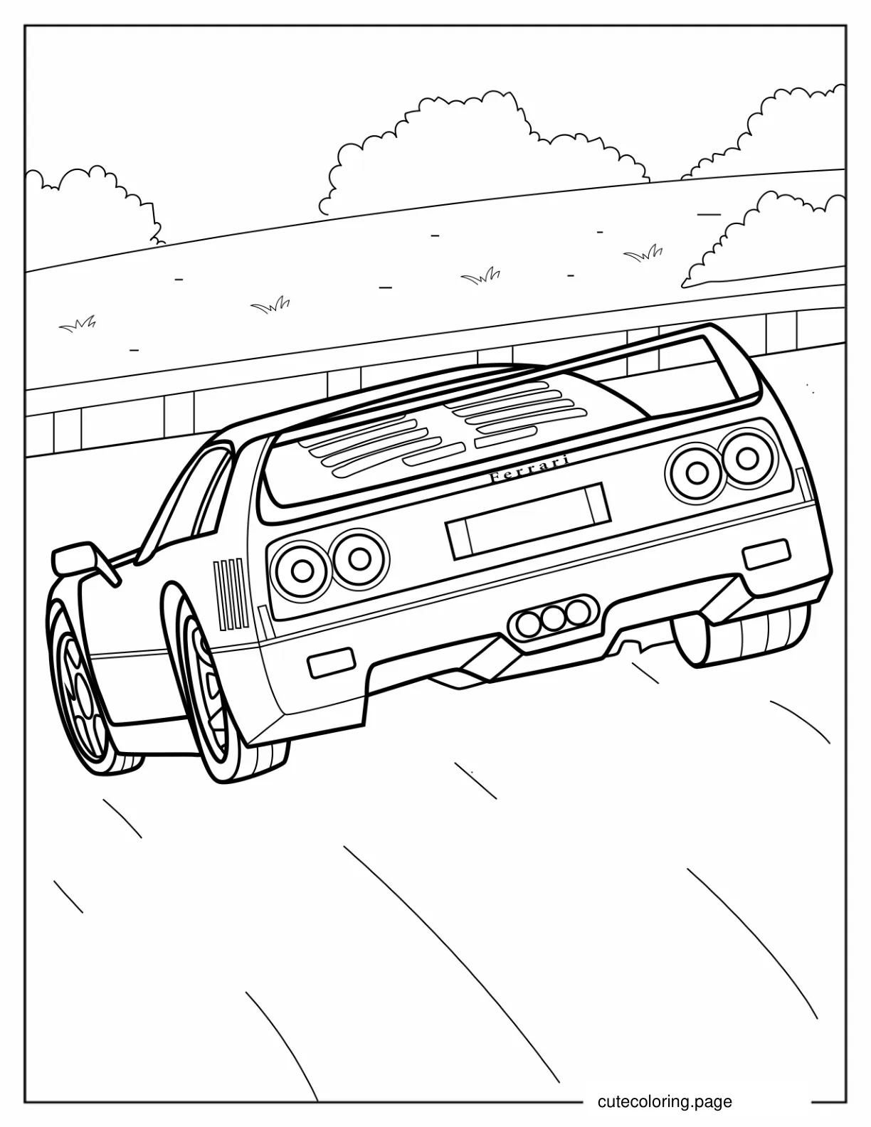 Retro Ferrari F40 Supercar To Color coloring page