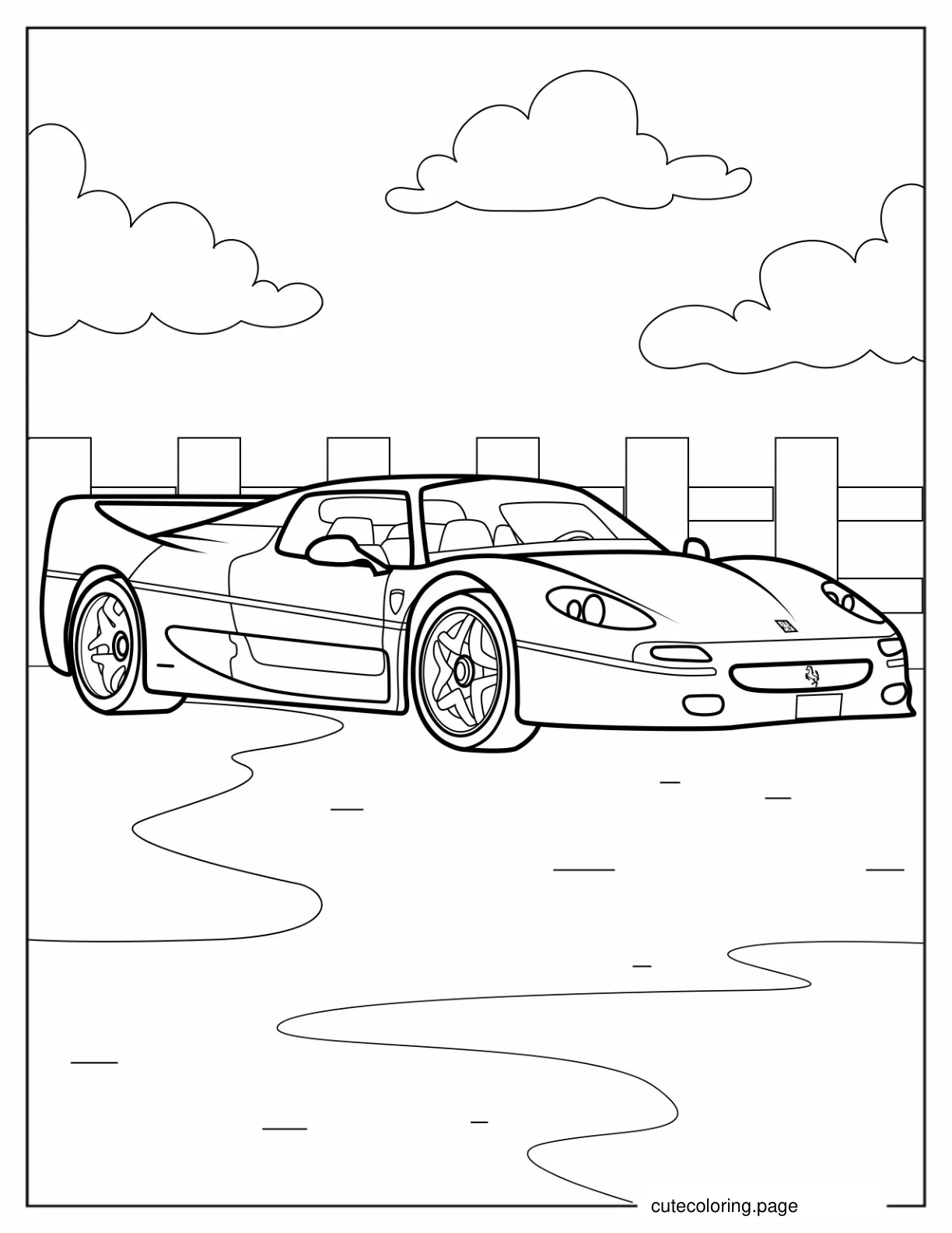 Vintage 1996 Ferrari F50 To Color coloring page