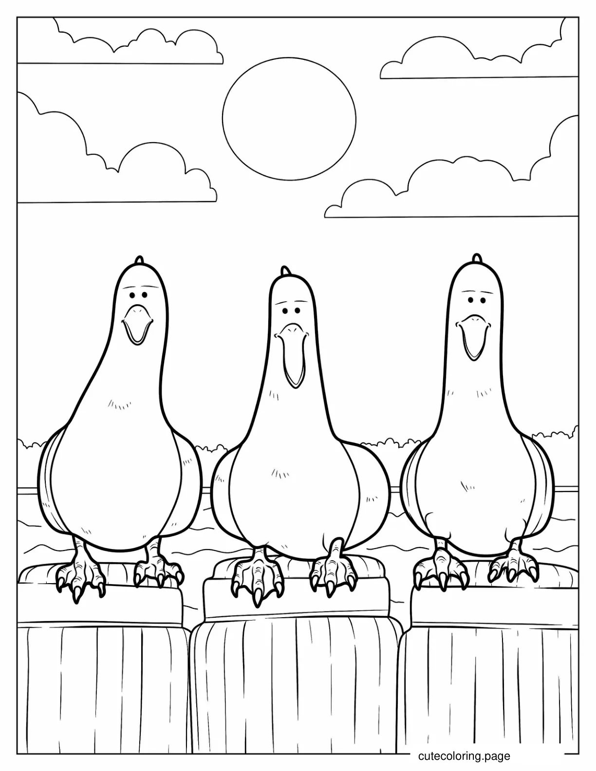 Seagulls From Finding Nemo To Color coloring page