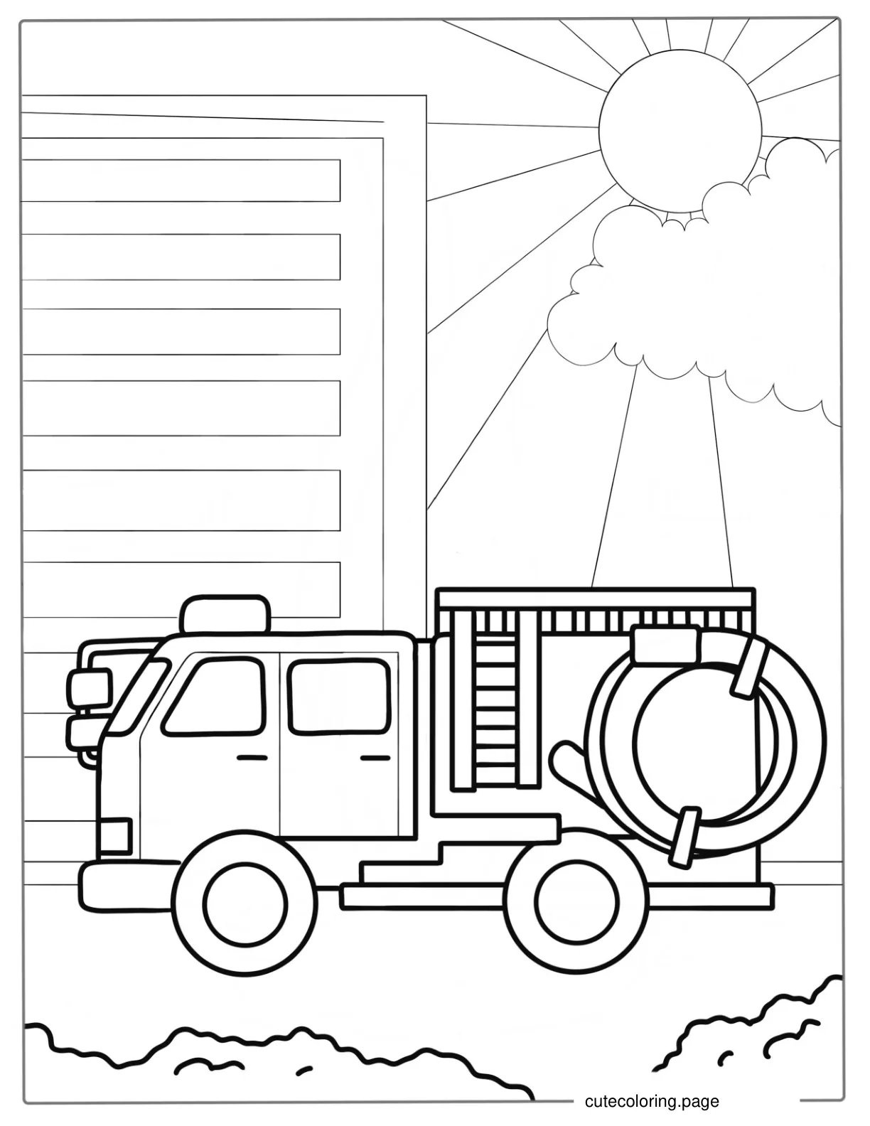 Coloring Page Of An Easy Fire Truck  coloring page