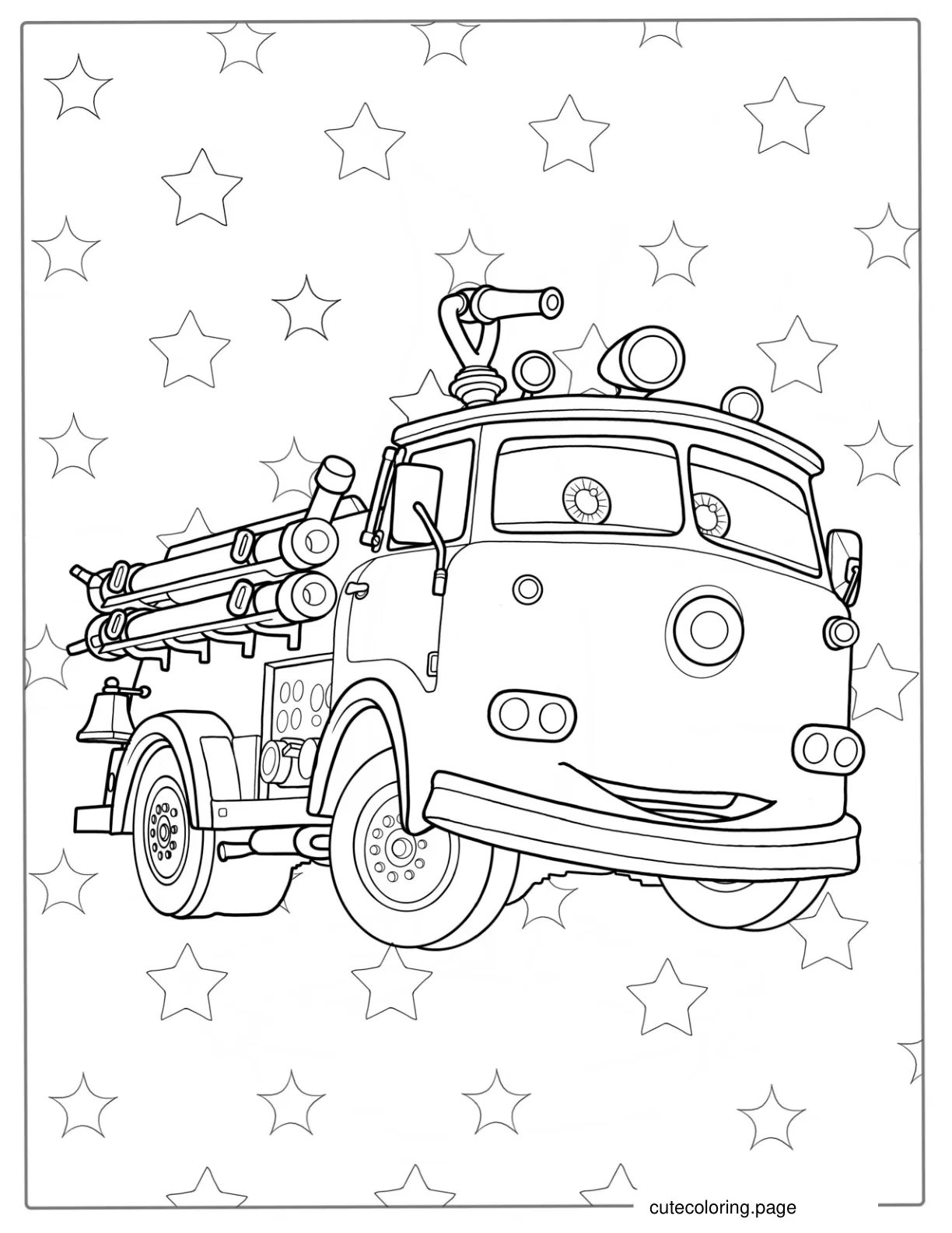 Coloring Page Of Red Fire Truck From Cars Movie coloring page