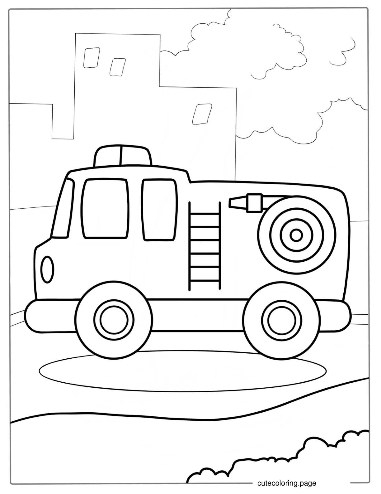 Easy Outline Of a Fire Truck To Color coloring page