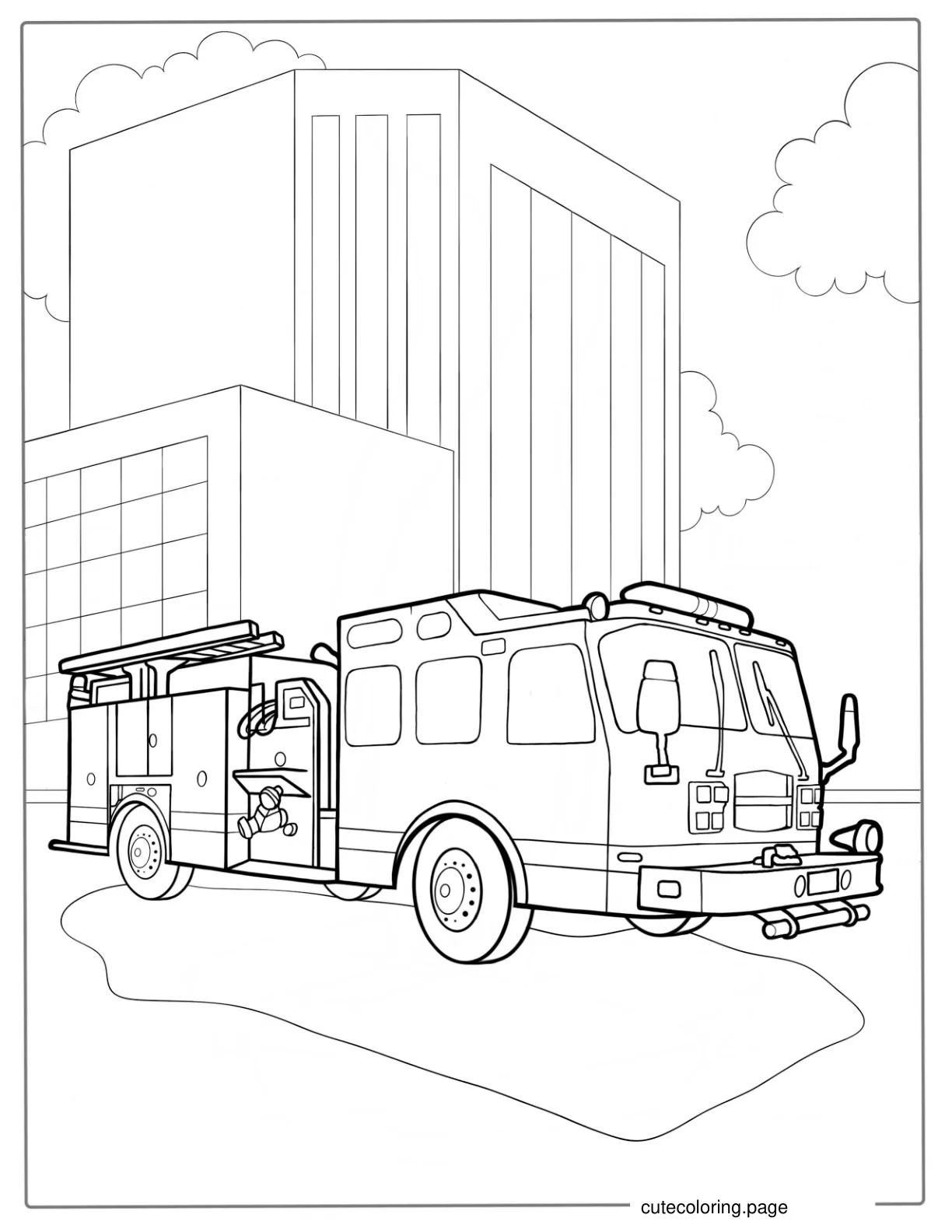 Large Fire Truck Coloring Page For Kids coloring page