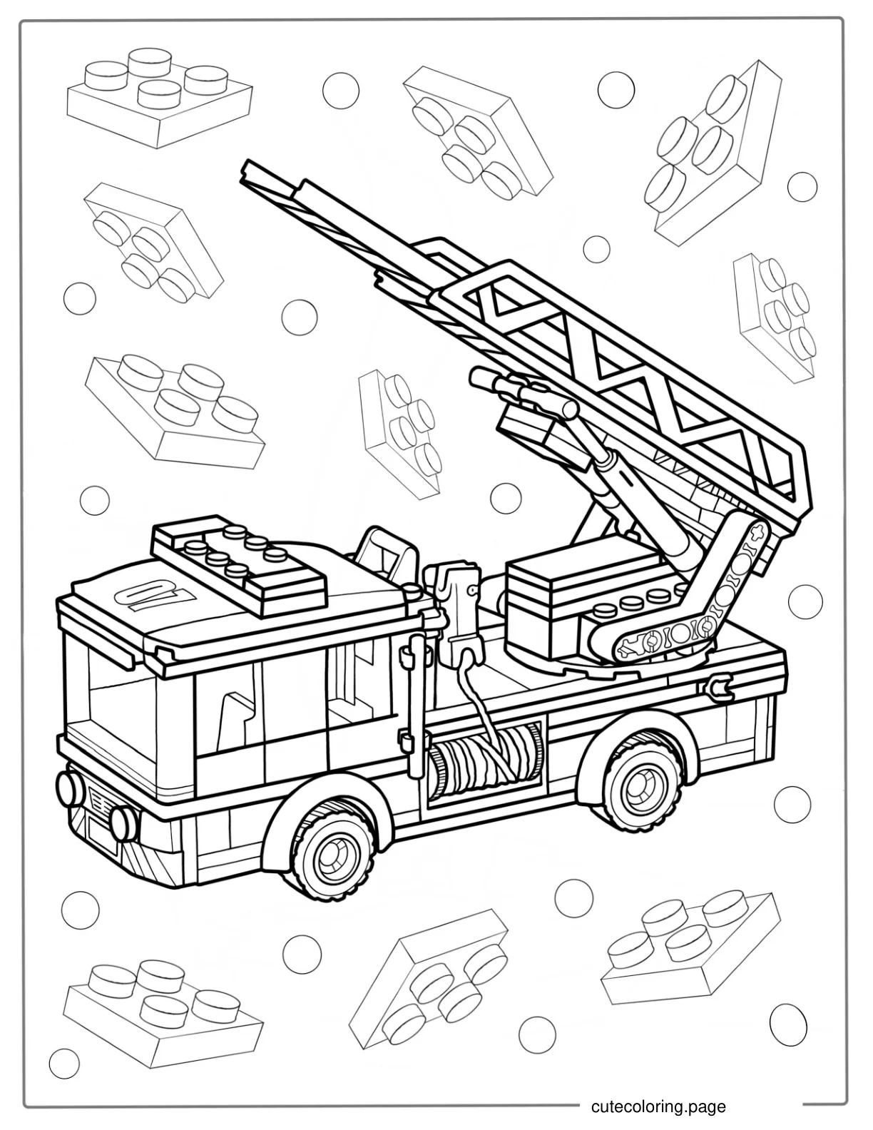 Lego Fire Truck Coloring Page For Kids coloring page