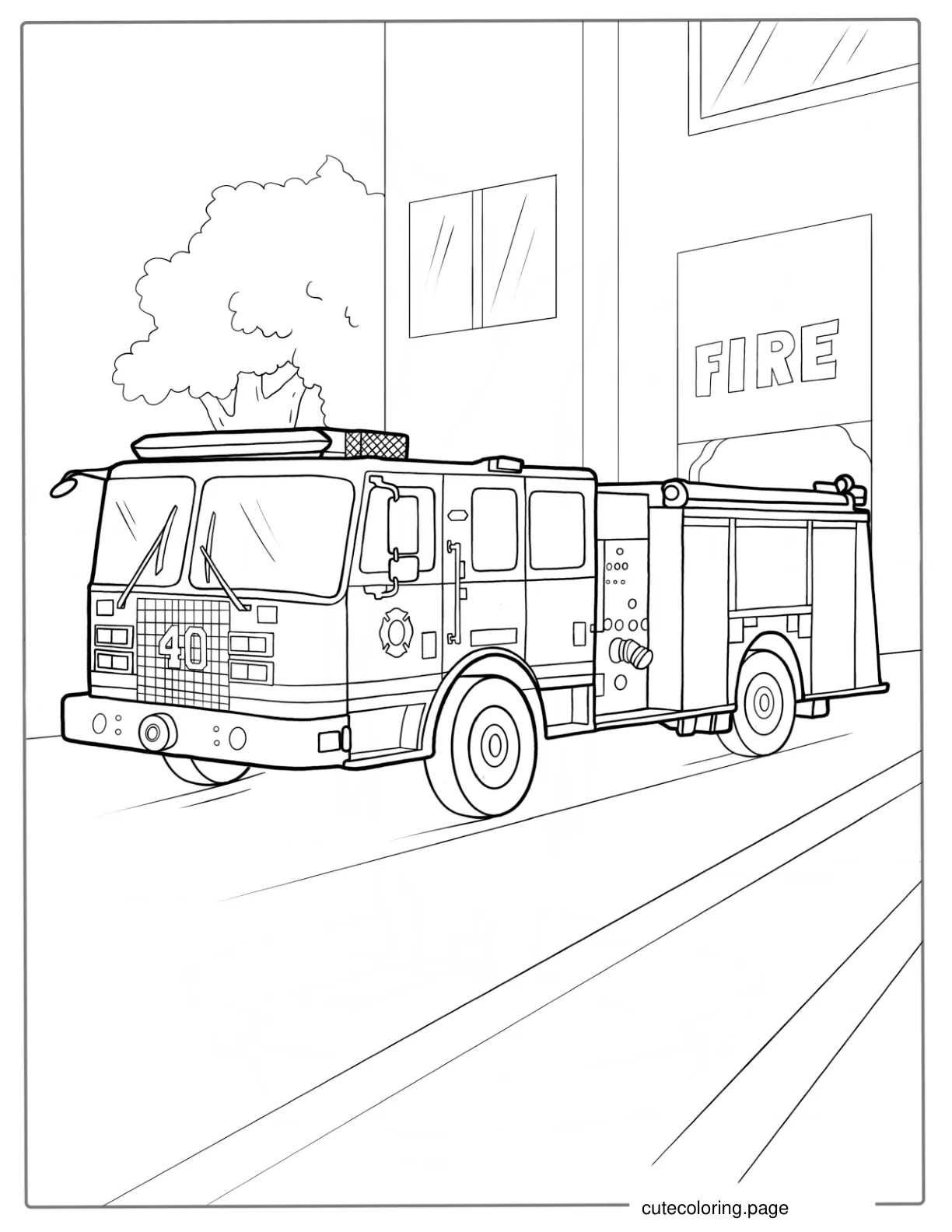 Traditional Style Fire Truck Coloring Sheet coloring page