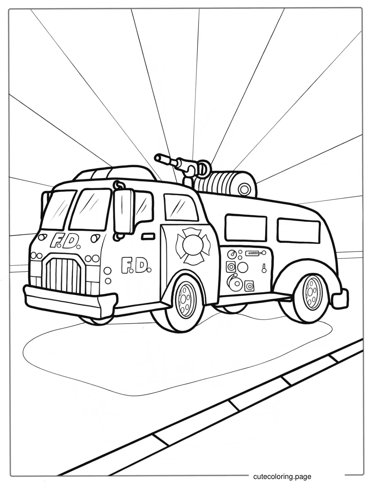 Vintage Fire Truck Coloring Page coloring page