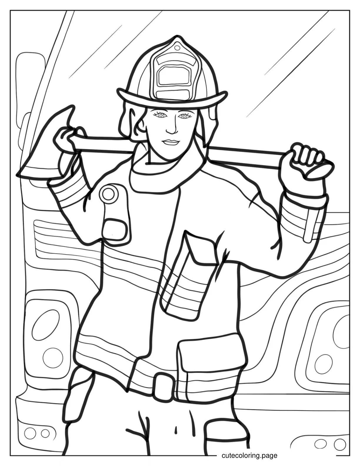 Coloring Page Of Female Firefighter coloring page