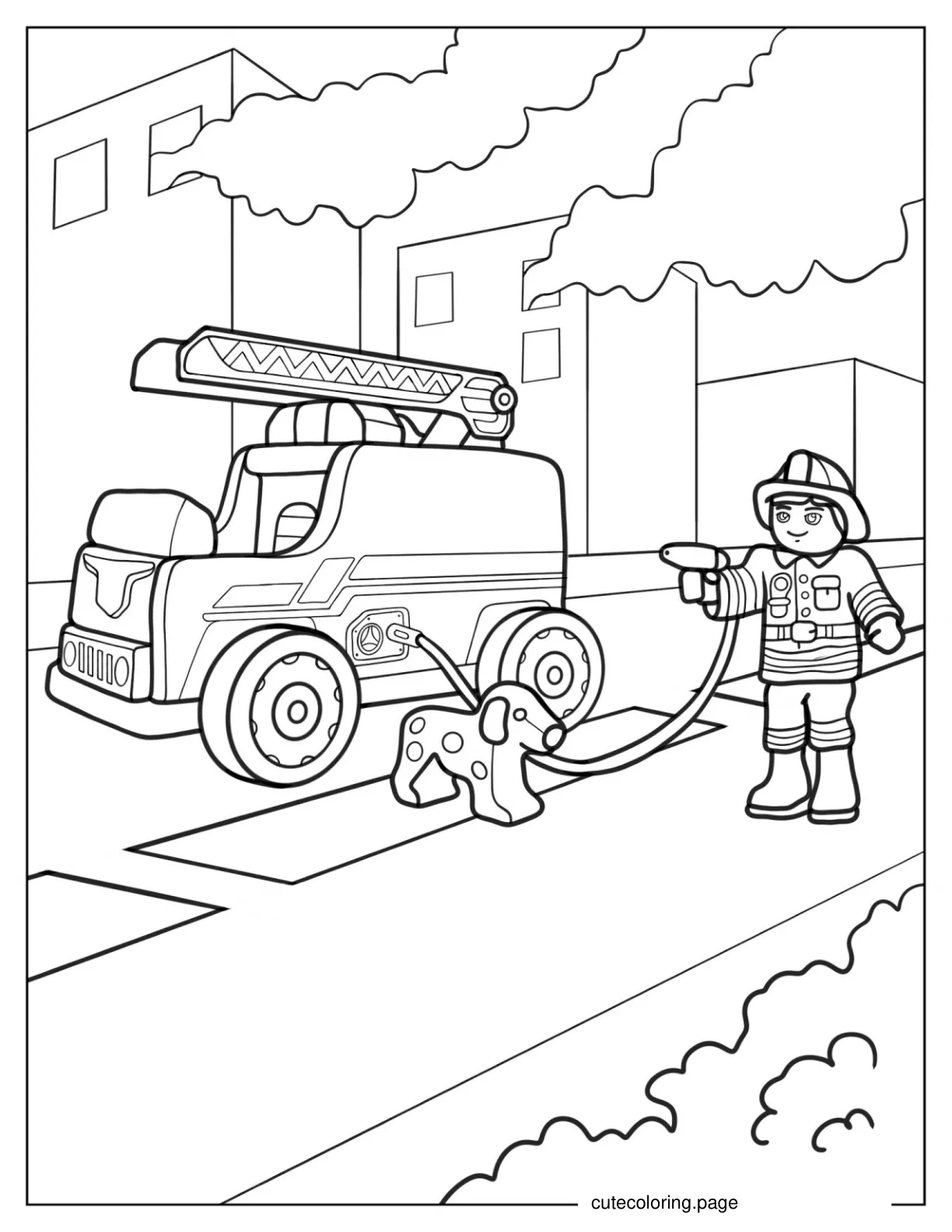 Easy Coloring Sheet Of Fireman For Toddlers coloring page