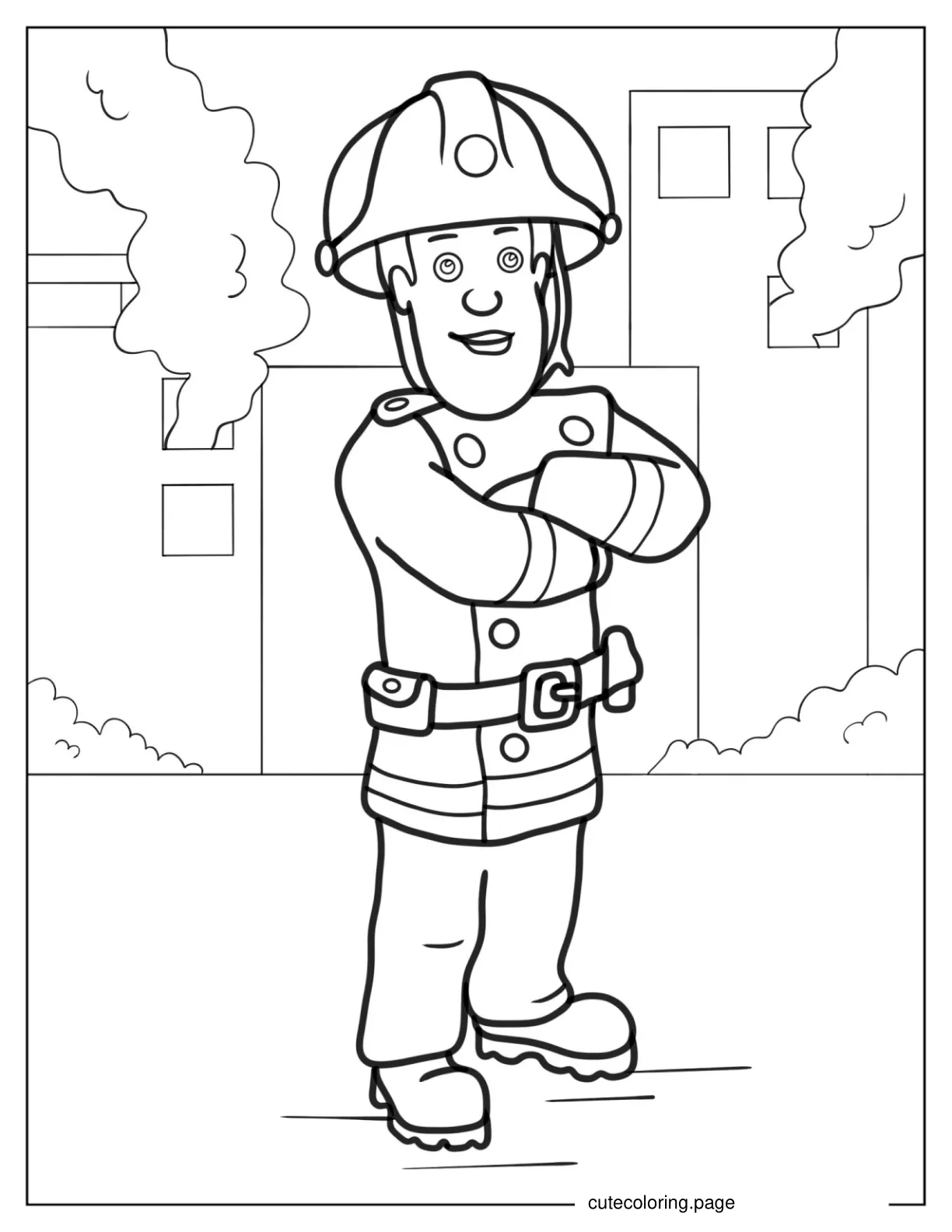 Easy Outline Of Fireman To Color For Preschoolers coloring page