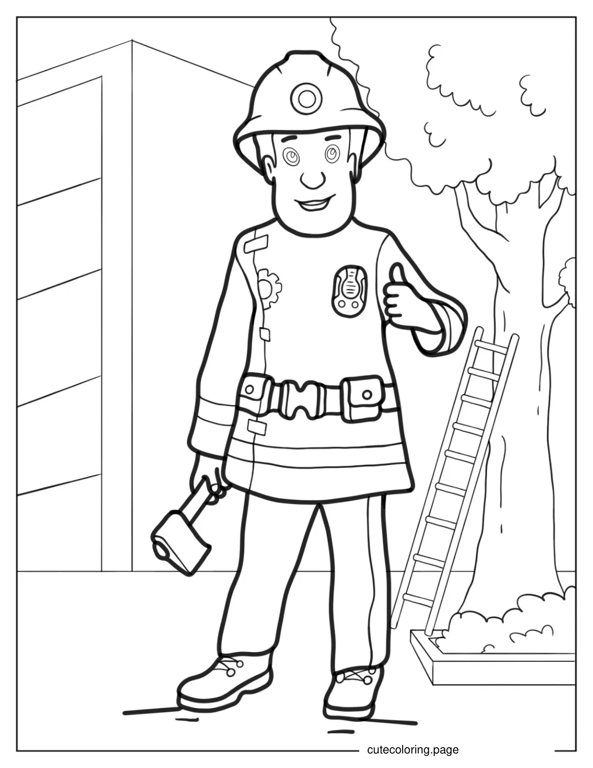 Firefighter Coloring Page For Kids coloring page