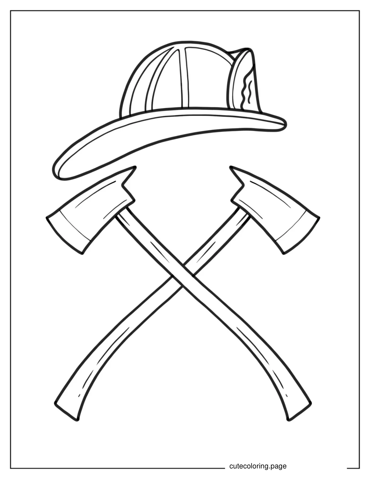 Firefighter Helmet And Axes To Color coloring page