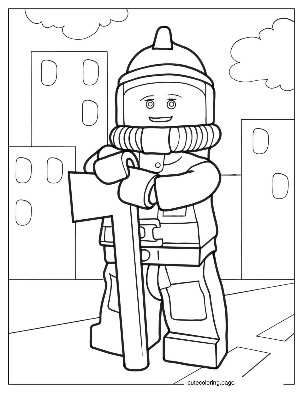 Lego Firefighter Coloring Sheet For Kids coloring page