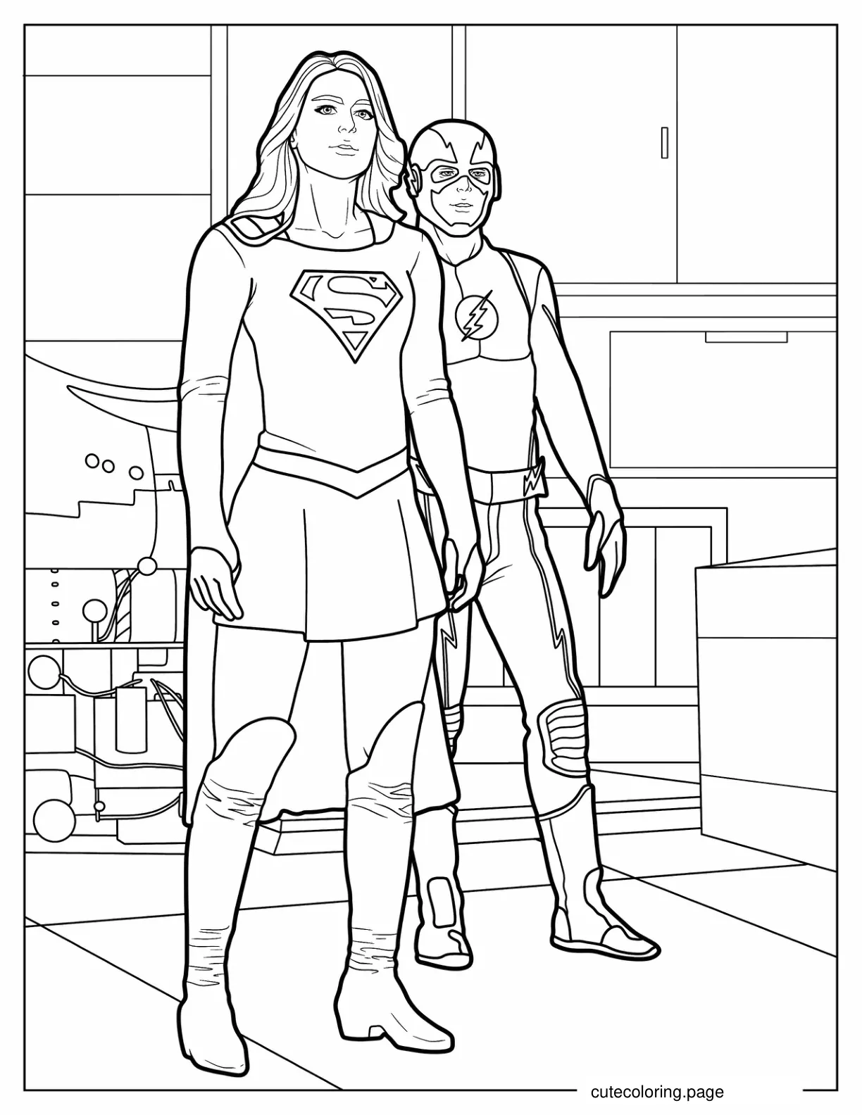 The Flash And Supergirl To Color coloring page