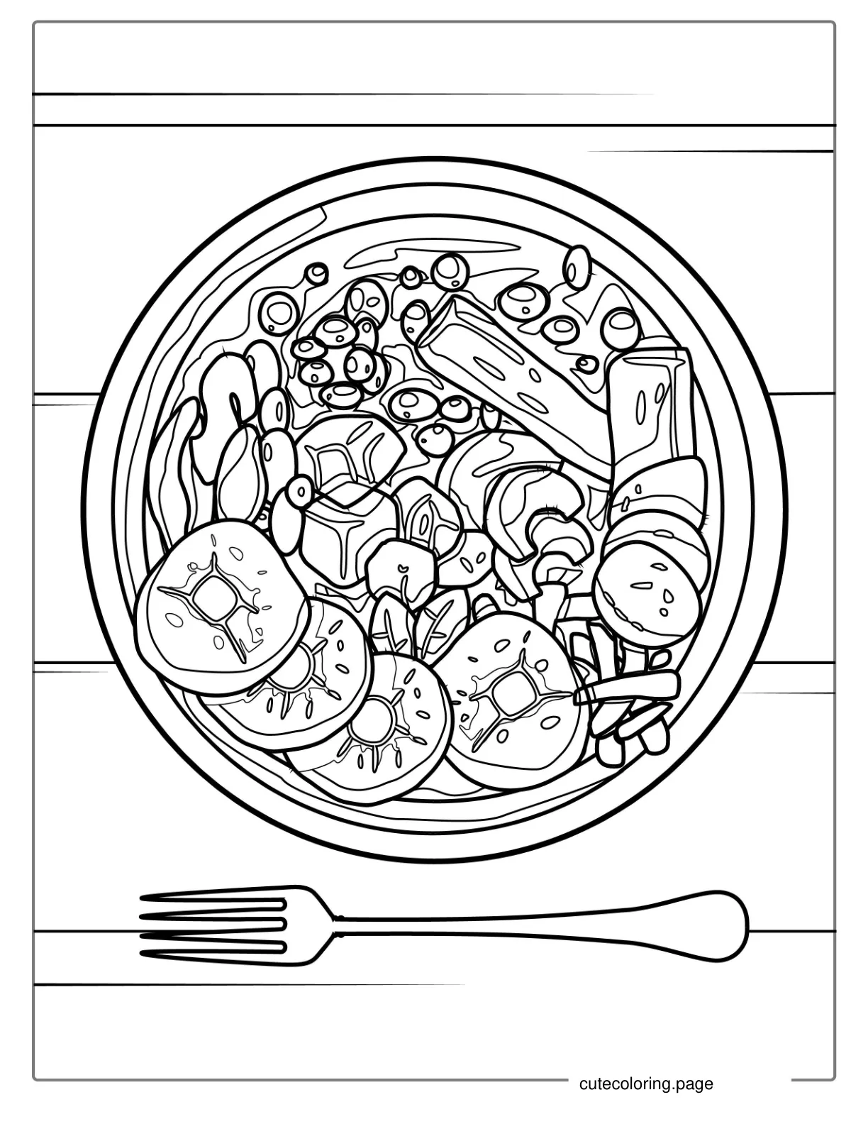 Asian Stir Fry To Color coloring page