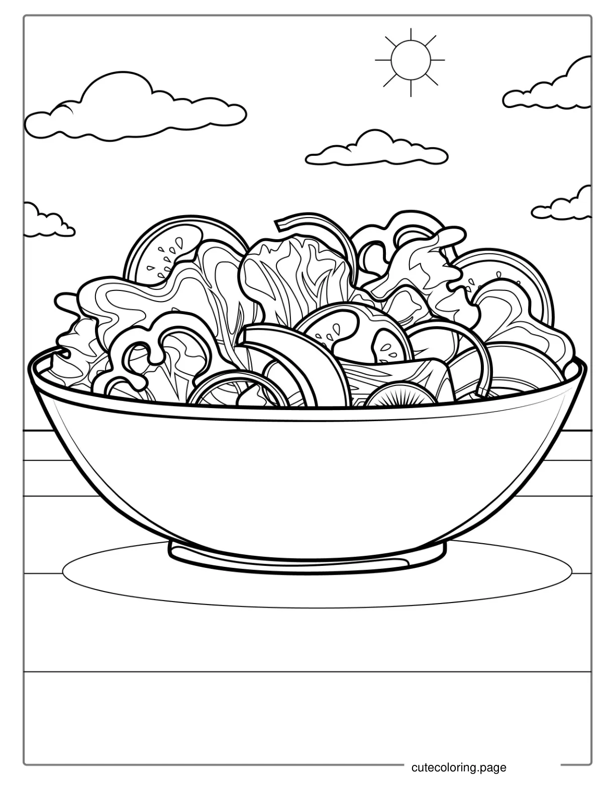 Bowl Of Salad Coloring Sheet coloring page