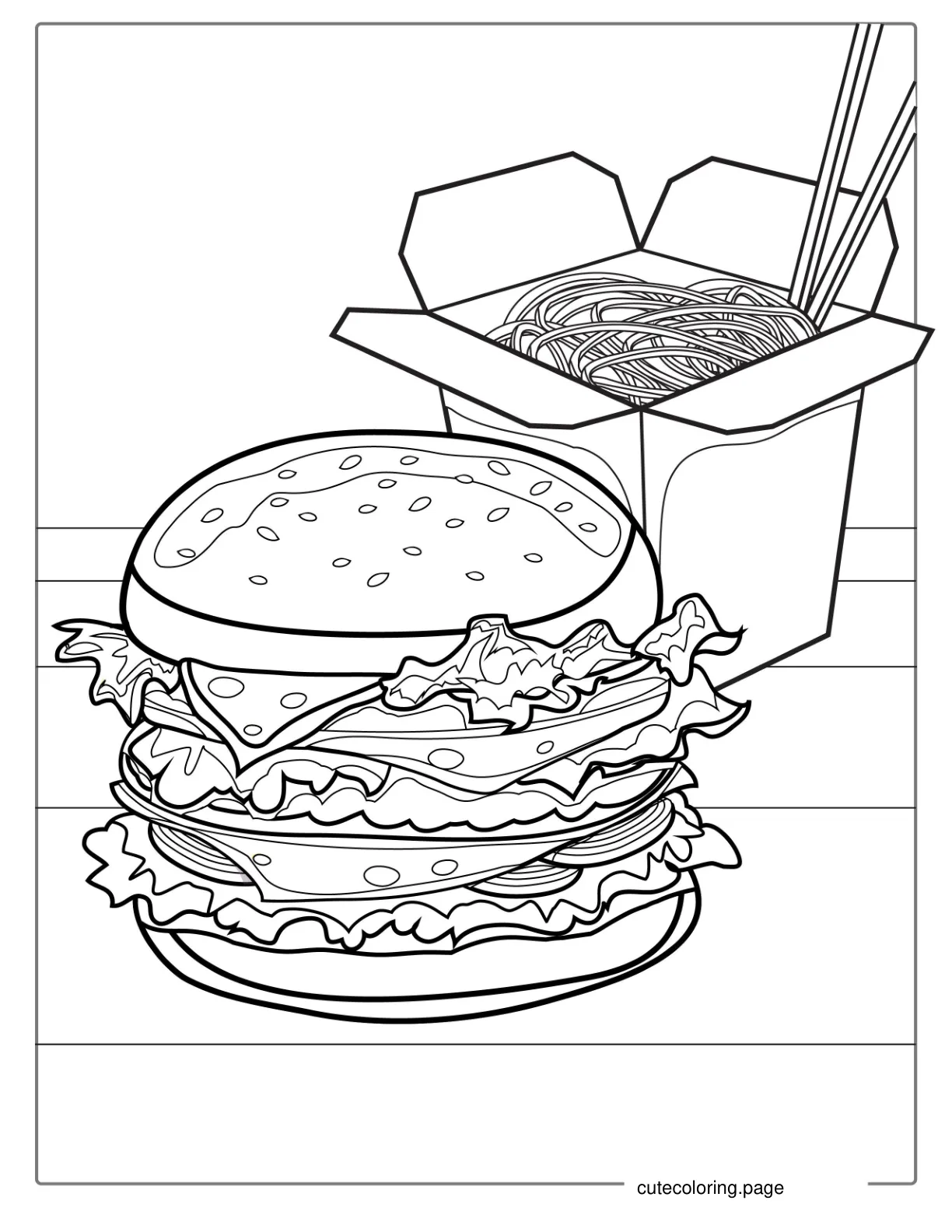 Burgers And Noodles Coloring Page coloring page