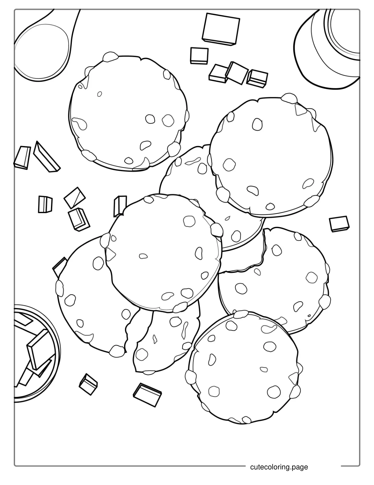 Chocolate Chip Cookies Coloring Sheet coloring page